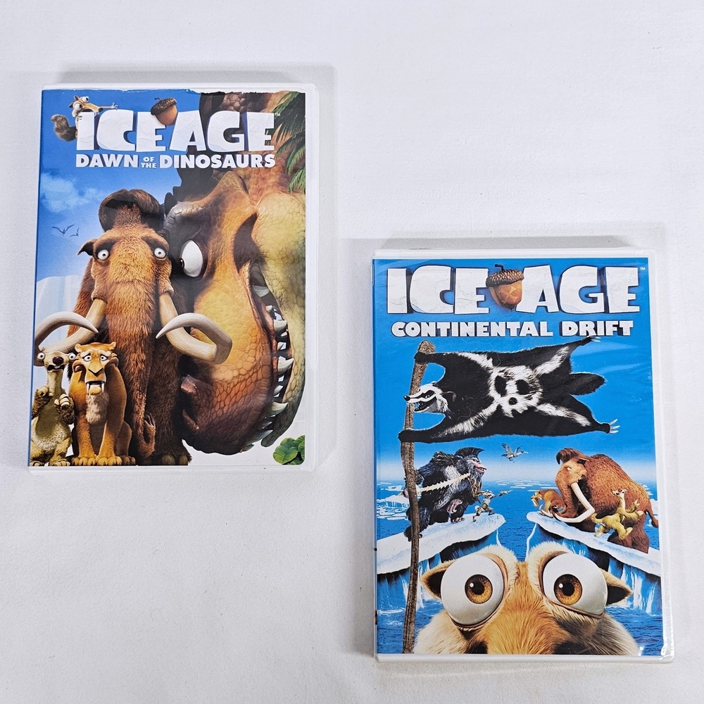 Ice Age Dawn Dinosaurs Continental Drift DVD Lot Movie‎ Set Kids Family 2-Pack
